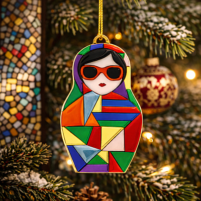Ёлочная игрушка Матрешка с мозаикой (разноцветный)