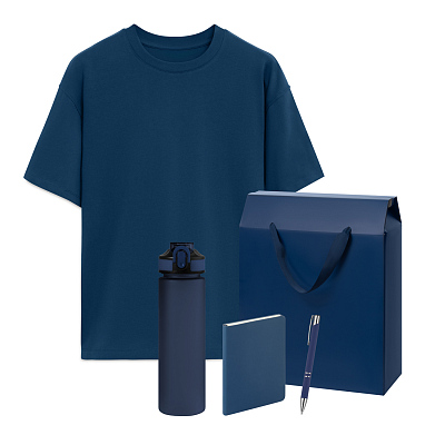 Набор с одеждой RUST (футболка, бутылка, ежедневник, ручка) , 3XL/4XL (Синий)
