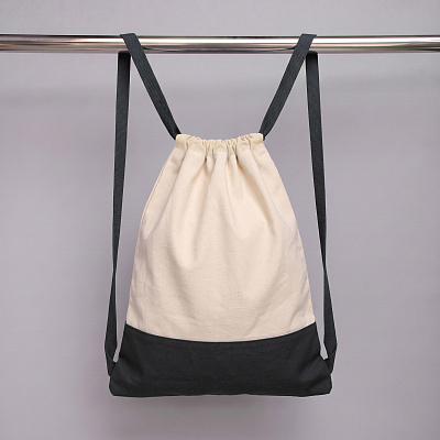 Рюкзак-мешок Cotton из хлопка, 170 г/м2 (Натуральный/черный)