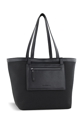 Сумка-тоут женская средняя BUGATTI Elena, черная, канвас, полиуретан, 48 x 20 x 30 см (Черный)