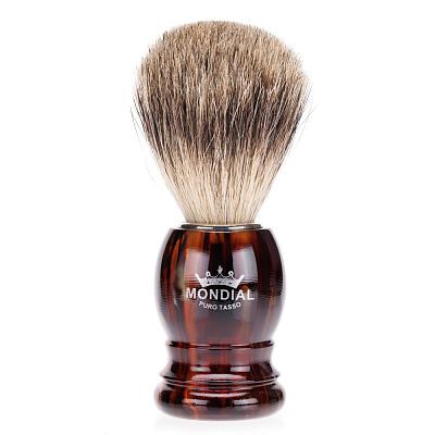 Помазок для бритья Mondial, пластик, ворс барсука, рукоять - цвет черепаха (Коричневый)