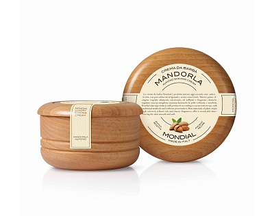 Крем для бритья Mondial "MANDORLA" с ароматом миндаля деревянная чаша 140 мл