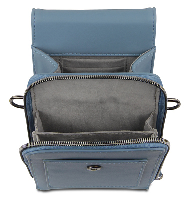 Сумка наплечная BUGATTI Almata, голубая, полиуретан, 11х4х19 см