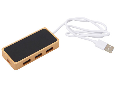 USB хаб с подсветкой лого Reedia S5, 3*USB, 1*Type C (Черный/натуральный)