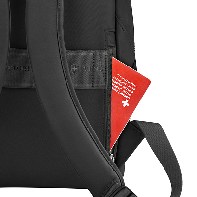 Рюкзак VICTORINOX Victoria Signature Compact Backpack, черный, нейлон/кожа, 30x16x38 см