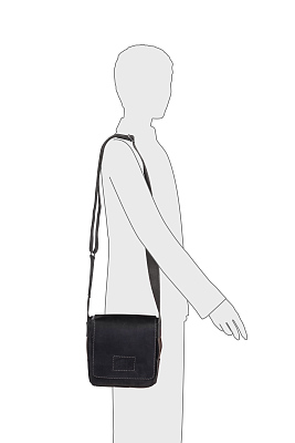 Сумка-планшет KLONDIKE Native, натуральная кожа в черном цвете, 23 х 7 х 24 см