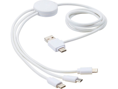 Зарядный кабель 5-в-1 Pure с противобактериальной присадкой (Белый)