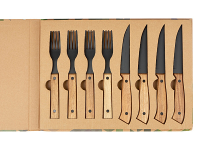 Набор приборов для стейка Remy (Черный, натуральный коричневый)