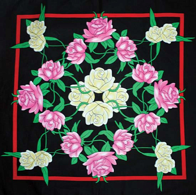 Банданы Красная роза и белая роза (Чёрный)