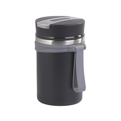 Термос для еды "Take away" 600 мл, покрытие пудра, черный (Чёрный)