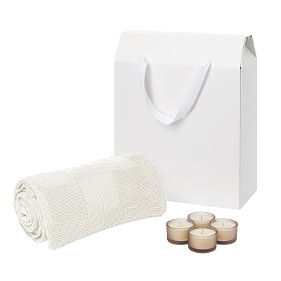 Подарочный набор Sento, Cella  (свечи, плед) (Бежевый)