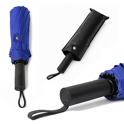 Кастомизированный автоматический складной зонт Altor, синий/чёрный (Синий/черный)