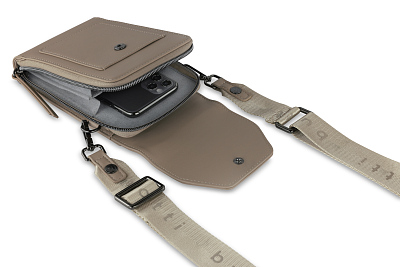 Сумка наплечная BUGATTI Almata, песочная, полиуретан, 11х4х19 см