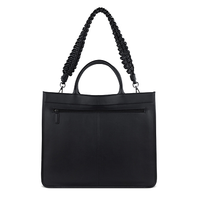 Сумка-тоут женская BUGATTI Daphne, чёрный цвет, воловья кожа/полиэстер, 41х15х34,5 см