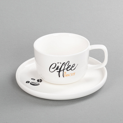 Чайная пара "Гармония" с нанесением капсула "Бисквит"  (Белый)