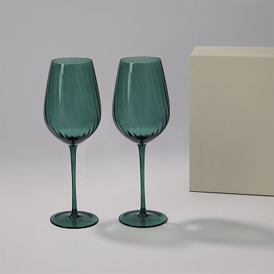 Подарочный набор 2 бокала для вина Capri в серой коробке (Зеленый, серый)