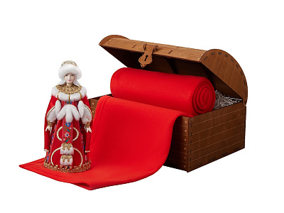 Подарочный набор: кукла фарфоровая, плед флисовый (Красный)