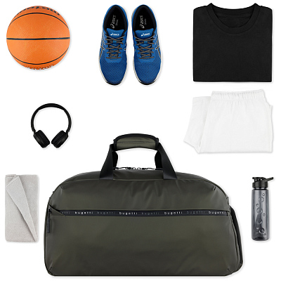 Сумка спортивная BUGATTI Blanc, оливковая, тарпаулин/полиэстер, 52х26х27,5 см