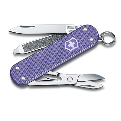 Нож-брелок VICTORINOX Classic SD Alox Colors "Electric Lavender", 58 мм, 5 функций, лавандовый (Фиолетовый)