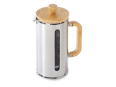 Френч-пресс в стальном корпусе и ручкой из бамбука Coffee break (Серебристый, натуральный) Френч-пресс в стальном корпусе и ручкой из бамбука Coffee break (Серебристый, натуральный)