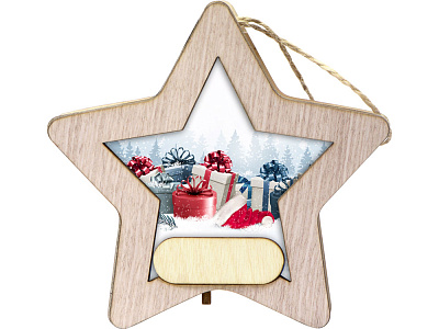 Новогодняя подвеска с подсветкой Звезда с индивидуальным дизайном (Натуральный)