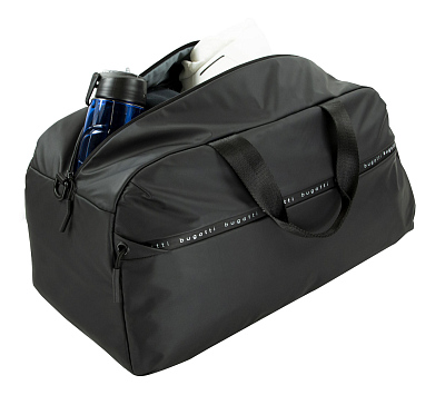 Сумка спортивная BUGATTI Blanc, чёрная, тарпаулин/полиэстер, 52х26х27,5 см