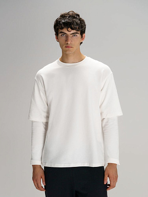 Футболка оверсайз с двойным рукавом Kosmos, синяя (Белый)