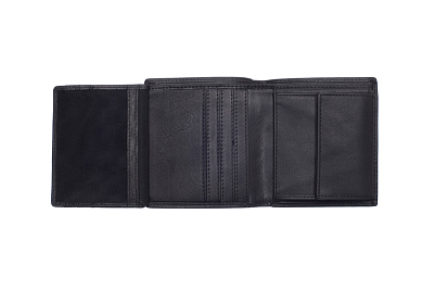 Бумажник KLONDIKE Dawson, натуральная кожа в черном цвете, 9,5 х 2 х 10,5 см