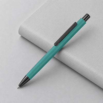 Металлическая шариковая ручка Ellipse gum soft touch с зеркальной гравировкой (Бирюзовый)