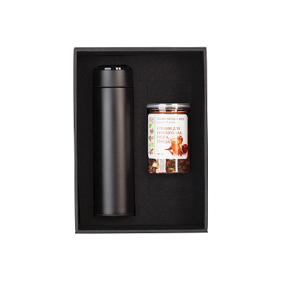 Набор подарочный "Pleasure": термос "Финикс", специи, черный (Чёрный)