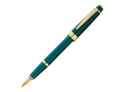 Ручка перьевая Bailey Light Polished Green Resin and Gold Tone, перо F (Зеленый/золотистый)