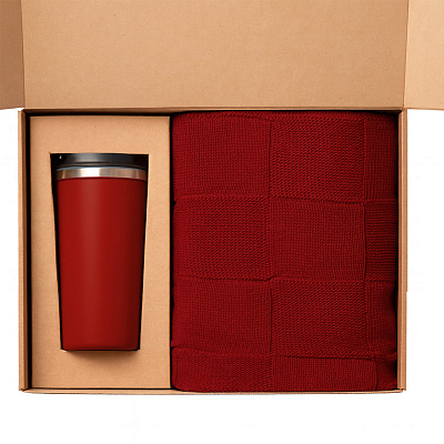 Подарочный набор Палермо, Селла (Palermo, Cella), красный (плед, термокружка)