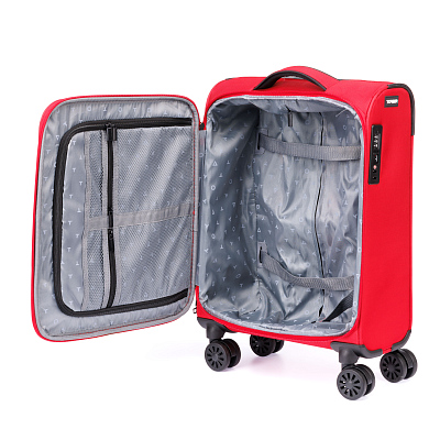 Чемодан TORBER Brosno, красный, нейлон 600D, 36,5 х 20 х 54 см, 32 л