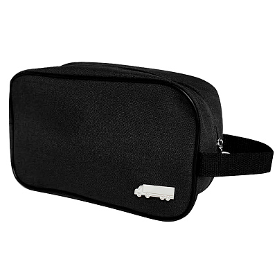 Несессер Колумб с шильдом - фура, чёрный (Чёрный/шильд фура (серебро)) Несессер Колумб с шильдом - фура, чёрный (Чёрный/шильд фура (серебро))