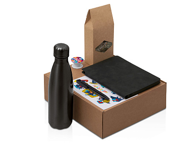 Набор Teanote с термобутылкой, блокнотом, ручкой и чаем (Чёрный)