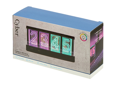 Часы с LED-подсветкой и беспроводной зарядкой Cyber, 10 Вт