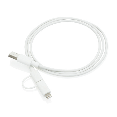 Кабель «2 в 1» с лицензированным MFi разъемом Apple Lightning (Белый; черный)