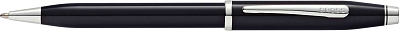 Шариковая ручка Cross Century II Black lacquer  лак с отделкой родием (Черный)