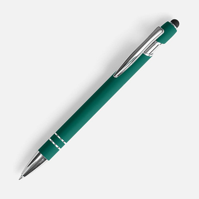 Ручка шариковая Pointer Soft Touch со стилусом, зеленая (Зеленый)