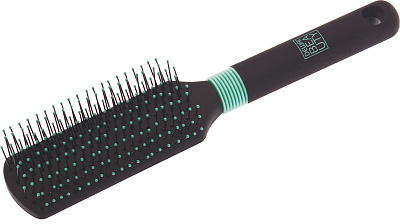 Щетка Dewal Beauty серия "Бирюза" массажная, с нейлон,штифтом, прямоугольная 9 ряд (Черный)