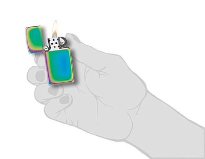 Зажигалка ZIPPO Slim® с покрытием Spectrum™, латунь/сталь, разноцветная, глянцевая, 29x10x60 мм