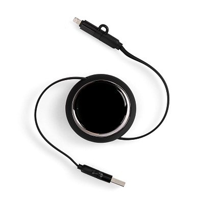 Складной кабель с переходниками pocketCoil, черный