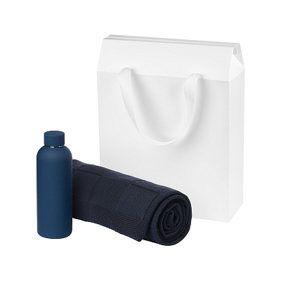 Подарочный набор Prima  (термобутылка, плед) (Синий)