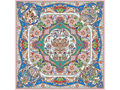 Платок Шедевры русских эмальеров (Разноцветный)