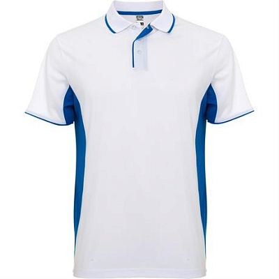 Спортивная футболка поло MONTMELO мужская, БЕЛЫЙ/КОРОЛЕВСКИЙ СИНИЙ S (Белый/королевский синий)
