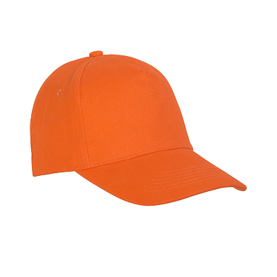 Бейсболка, 5 клиньев, хлопок с начесом, 250 г/м2  (Оранжевый)