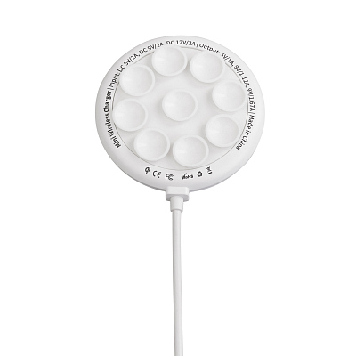 Беспроводное (15W) зарядное устройство "Sticker" с присосками  (Белый)