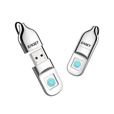 Флешка со сканером отпечатка пальца Style, Серебро матовое, 32Гб