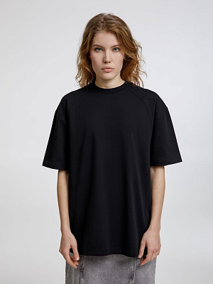 Футболка оверсайз унисекс Sideline, черная (Чёрный)