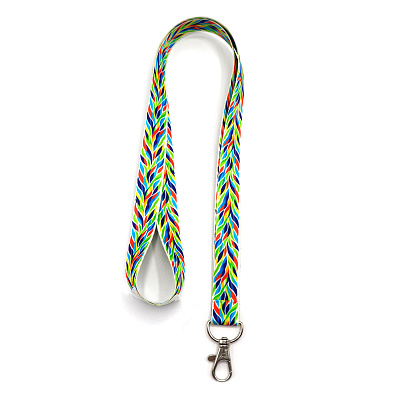Ланъярд полноцветный Флоу с карабином, 20 мм (Мультиколор.)